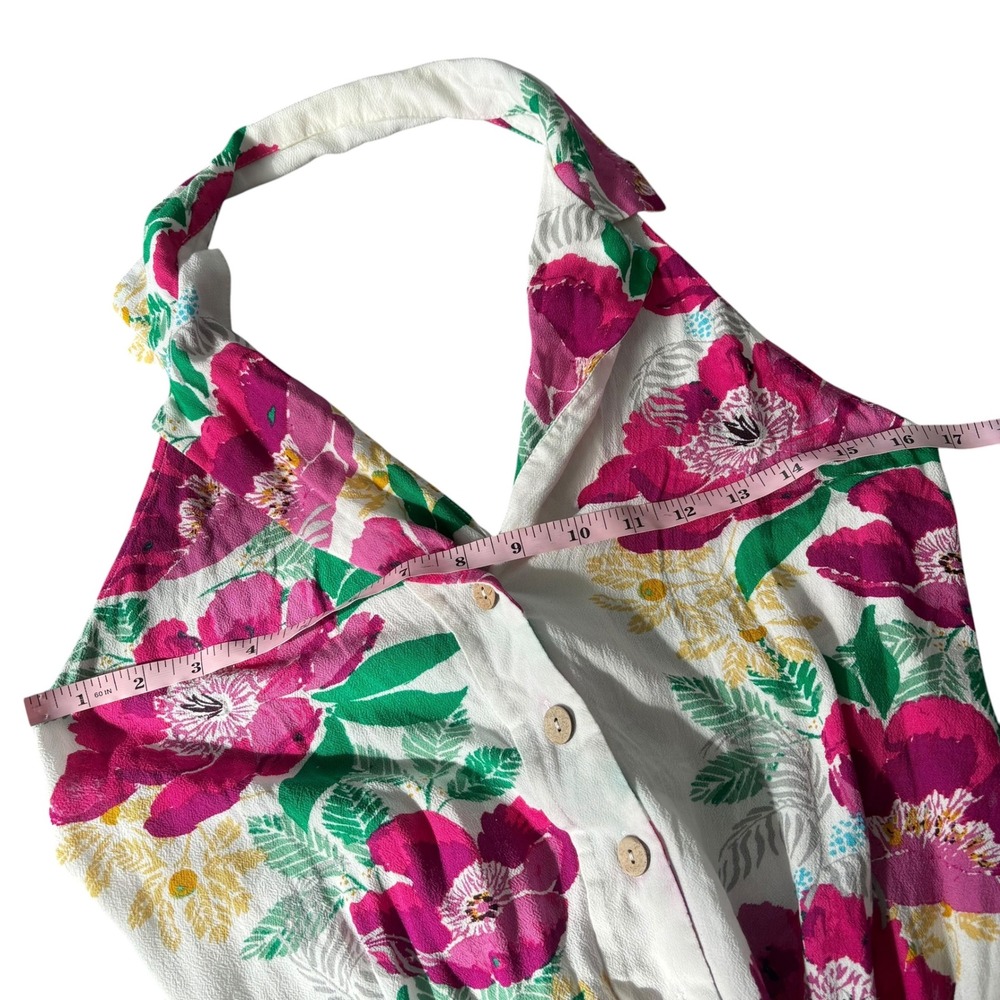 Intimately Free People Floral Halter Bodysuit Pink Green White XS Coastal Resort - Picture 9 of 9